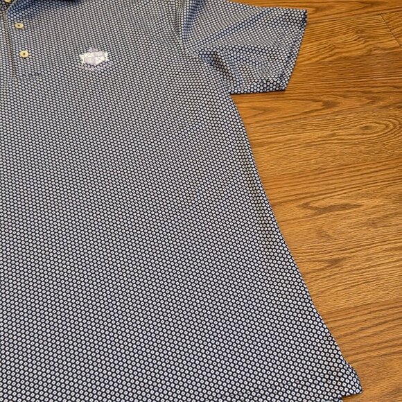 Peter Millar Polo Shirt Mens Medium Purple Diamond AOP Summer Comfort Lake Golf - Picture 5 of 14